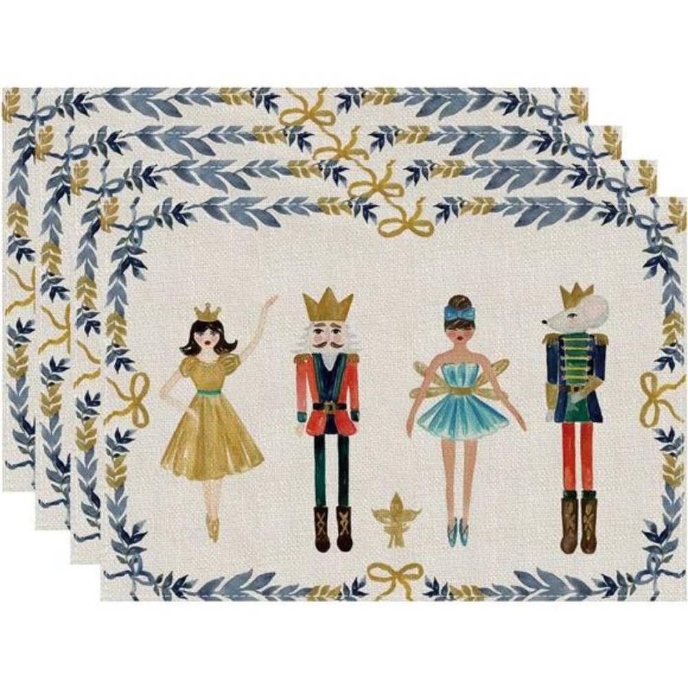 Nutcracker Table Placemats Set 4 Christmas Decor Xmas Holiday Decorations Gift